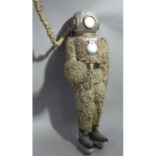 86 - A vintage advertising figure of a bell diver made from natural sponges and papier mâché, approximate... 