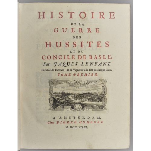 28 - Binding.- Lenfant (Jaques), Histoire de la Guerre des Hussites et du Concile de Basle, 2 vol., 10 en... 