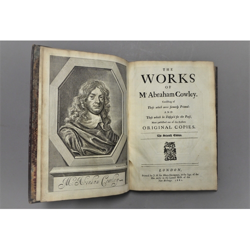 37 - Binding.- Cowley (Abraham), The Works, engraved portrait frontispiece, contemporary ink signature of... 