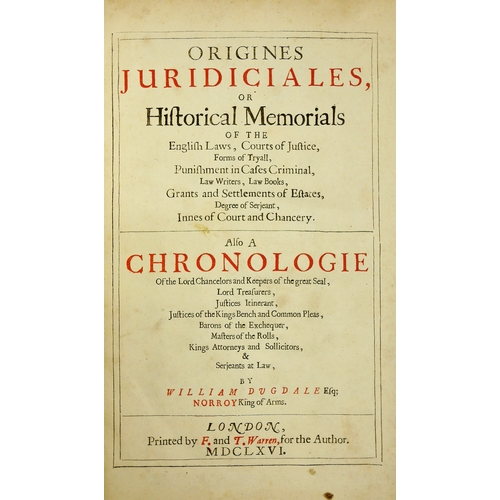 103 - Binding.- Dugdale (William, Sir), Origines juridiciales, or, Historical Memorials of the English Law... 