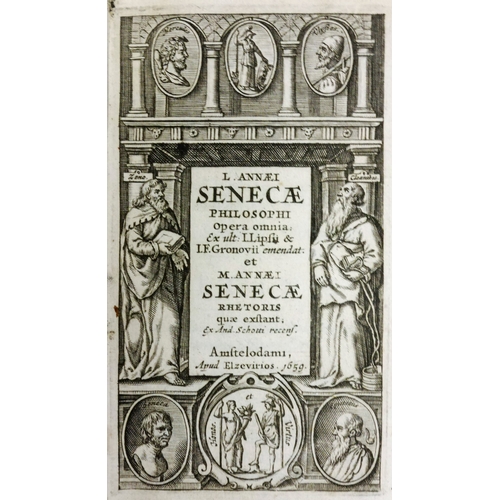 120 - Seneca.- Lucius Annaeus, Phlosophi Opera omnia, 3 vol., engraved title page vol. 1, wood engraved v... 