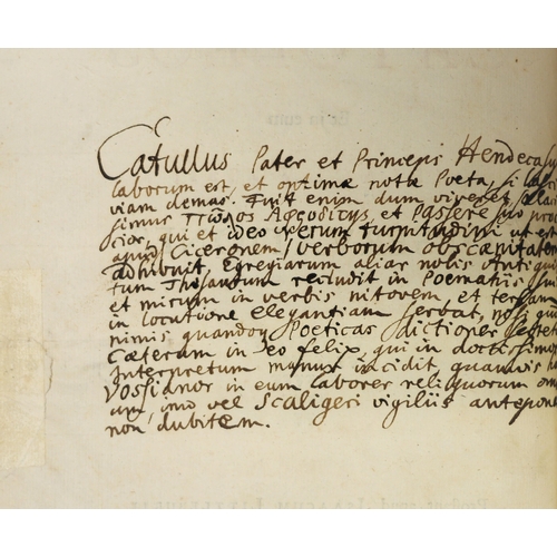 165 - Catullus.- Caius Valerius, Observationes, title in red and black, contemporary noted to verso of tit... 