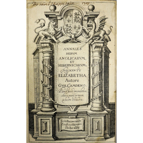 166 - Camden (William), Annales rerum Anglicarum et Hibernicarum, regnante Elizabetha, FIRST EDITION, engr... 