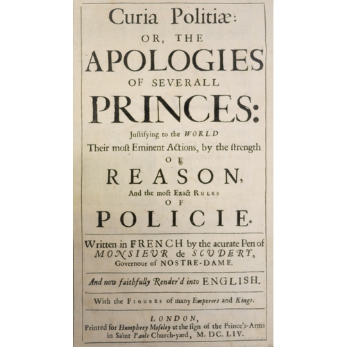 176 - Scudery (George de), Curia Politae: or the Apologies of Several Princes...., frontispiece and 11 eng... 