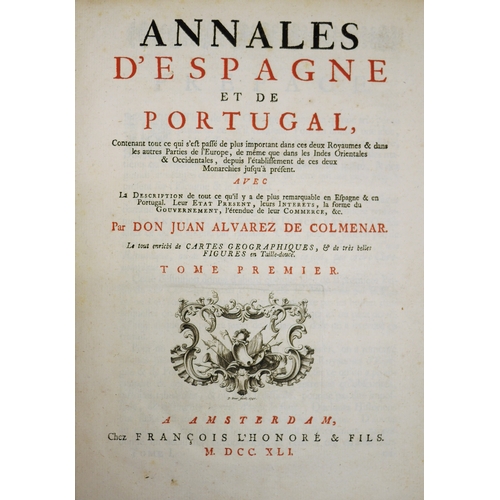 178 - Colmenar (Juan Alvarez de), Annales d'Espagne et de Portugal., 4 vol., half titles, titles in red an... 