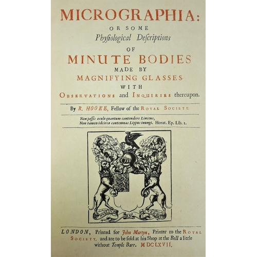 182 - Hooke (Robert), Micrographia, Facsimile of the 1667 ed.., half calf over modern boards, London, fol... 