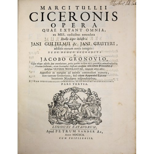 191 - Cicero (Marcus Tullius), Opera, 4 vol. in 2, additional engraved title, wood-engraved title vignette... 