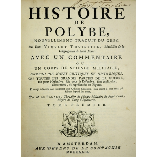 199 - Thuillier (Vincent), Histoire de Polybe, 6 vol. in 3, half-titles, 123 plates only (of 125) and 3 fo... 