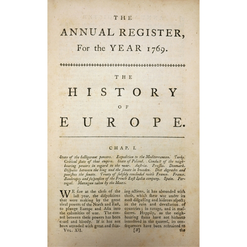 204 - .-, The Annual Register.-, 24 vol., 1758-73, 1775-77, 1779-81, 1786 only, bookplates, contemporary c... 