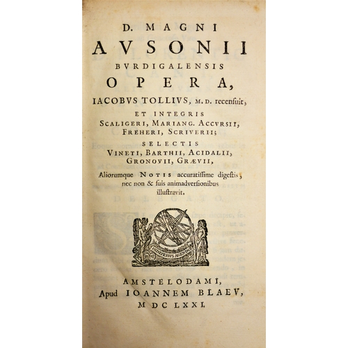 212 - Ausonius (Decimus Magnus), Burdigalensis Opera, engraved frontispiece with contemporary ink signatu... 