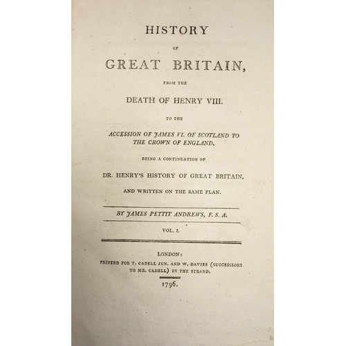 238 - Andrews (James Pettit) , History Great Britain, 2 vol., speckled calf, morocco spine labels, T. Cade... 