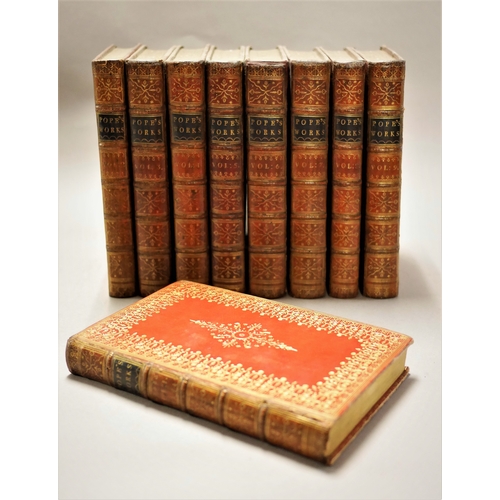 245 - Binding.- Pope (Alex.) Warburton (ed.) , Works, 9 vol., fine red morocco, ornately tooled in gilt, g... 