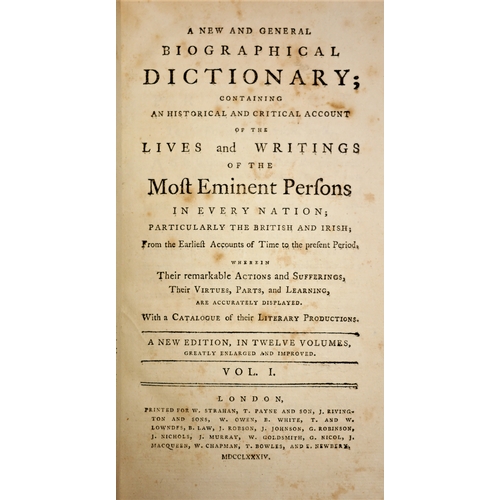 248 - .-, New General Biographical Dictionary, 12 vol.,contemporary tree calf, ruled in gilt, spine gilt, ... 