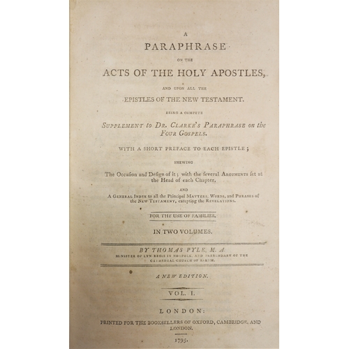 252 - Mair (J.) , The Gospel Jesus, 2 vol., 1801; Pyle (Thomas) A ParaphraseHoly Apostles, 2 vol, 1795, c... 