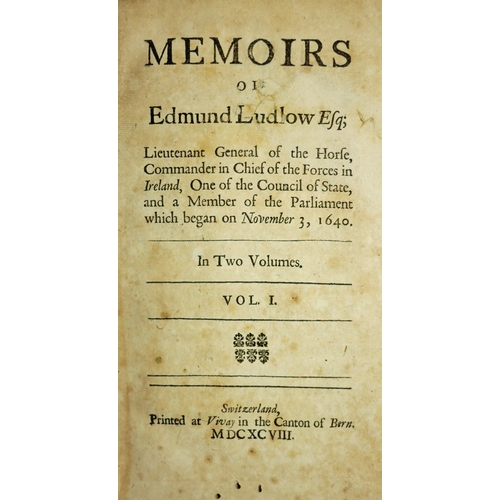 258 - Ludlow (Edmund) , Memoirs, Switzerland, frontispiece, contemporary panelled calf, spines gilt, moroc... 