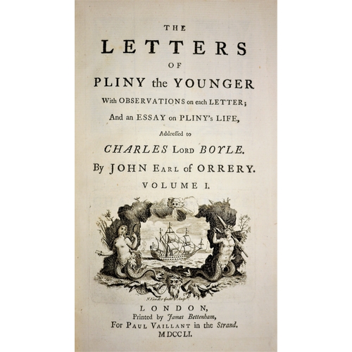 259 - Orrery (John, ed.) , The Letters of Pliny the Younger, 2 vol., half-titles, engraved vignettes, cont... 