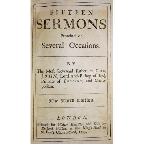 260 - Sharp (John - York) , Fifteen Sermons, third edition, fine red crushed morocco ornately tooled in gi... 