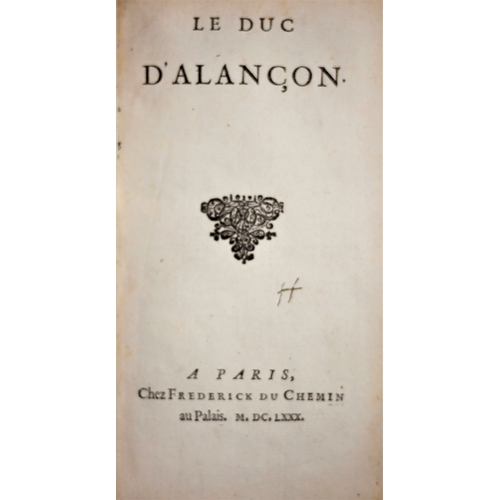 285 - Anon.-, Le Duc D'Alançon, bookplate of Leeds, eighteenth century sprinkled calf, spine gilt, morocco... 