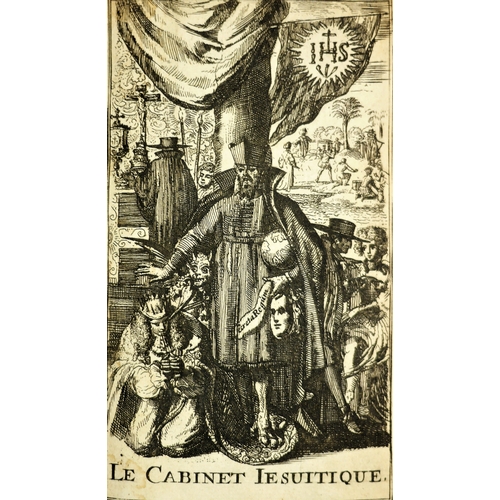 291 - .-, Le Cabinet Jesuitique, 3 vol. in 1, additional engraved title, ink marginalia on endpapers, book... 