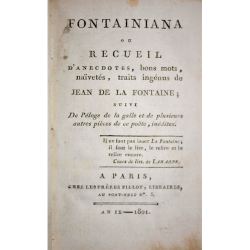 302 - .-, Fontainiana, half title, engraved portrait frontispiece, near contemporary calf-backed boards, ... 