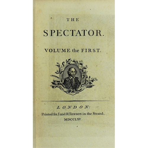 74 - Addison (Joseph) and Sir Richard Steel, The Spectator, 8 vol., half titles, bookplate of William Woo... 