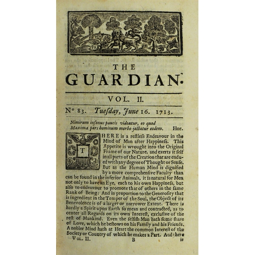 79 - Binding.- Steel (Richard), Joseph Addison et al, The Guardian, third edition, 2 vol., fine red crush... 