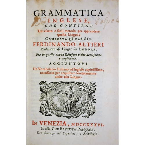 605 - Altieri (Ferdinand), Grammatica della lingua inglese che contiene un esatto e facil metodo per appre... 