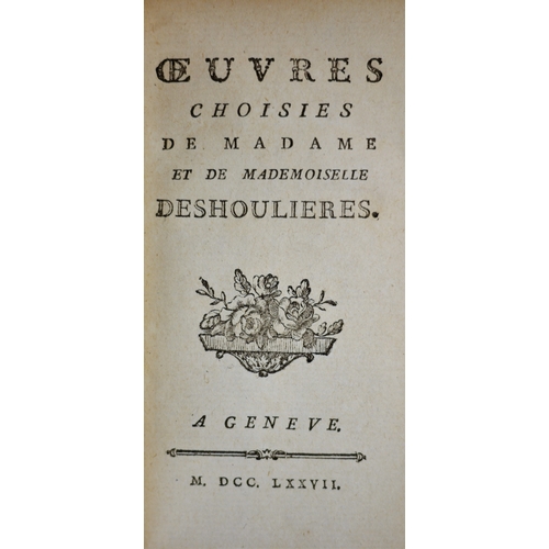 623 - Bindings.- French Poetry.-, Poéies de Monsieur le Marquis de la Farre, 1777 § Oeuvres du Chevalier d... 