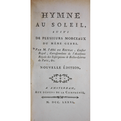 623 - Bindings.- French Poetry.-, Poéies de Monsieur le Marquis de la Farre, 1777 § Oeuvres du Chevalier d... 