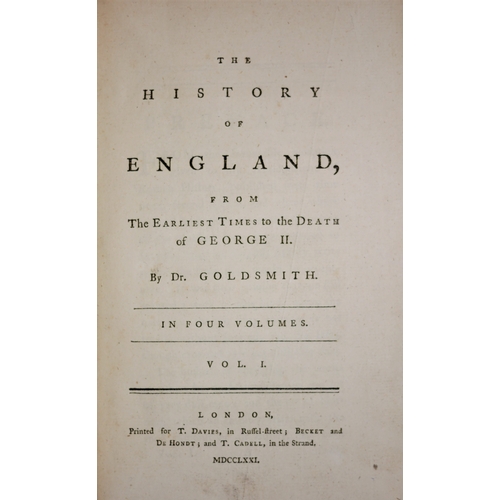 642 - Goldsmith (Oliver), An History of England, in a Series of Letters, 4 vol., half-titles, ownership s... 