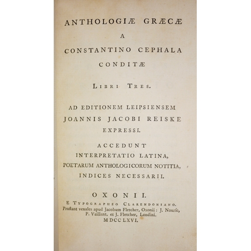 648 - Bindings.-, Anthologiae Graecae a Constantino  Cephala Conditae, in Greek, ex-libris Chatsworth wit... 