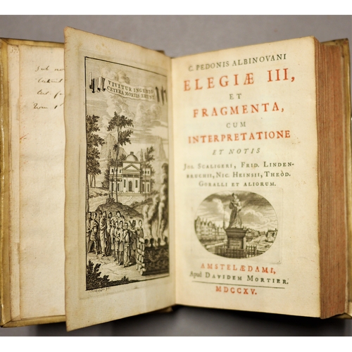 357 - Binding.- Albinovanus (Pedo), Elegiae III, et fragmenta cum interpretatione, 2 vol. in 1, engraved ... 