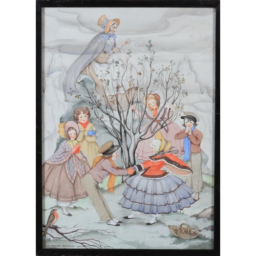 265 - ARR Patience Arnold (1901-1992) Victorian children playing around a tree in the cold, as a female fi... 