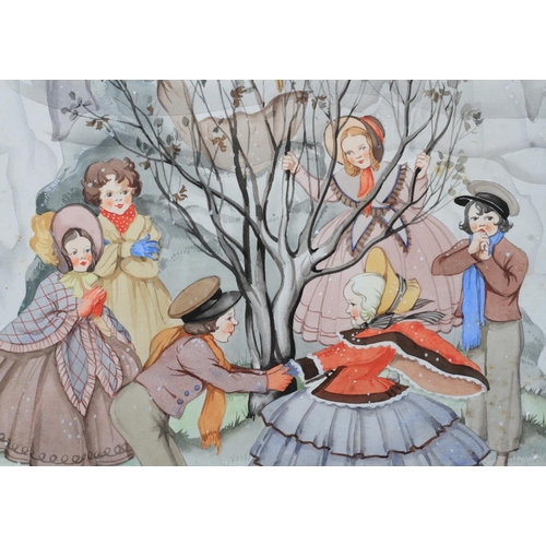 265 - ARR Patience Arnold (1901-1992) Victorian children playing around a tree in the cold, as a female fi... 