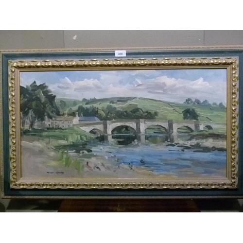 274 - Angus Rands - Burnsall, oil on artist board, signed lower left, 39cm x 74cm, framed
