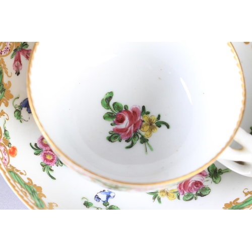 131 - A RARE CHAMPION'S BRISTOL CUP, SAUCER AND SPOON OF THE DANIEL LUDLOW SERVICE, painted with bouquets ... 