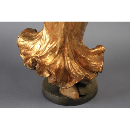 180 - A GOLDSCHEIDER ART NOUVEAU FIGURE - Rose, she carries a flambeau torch in each hand and wears a flow... 