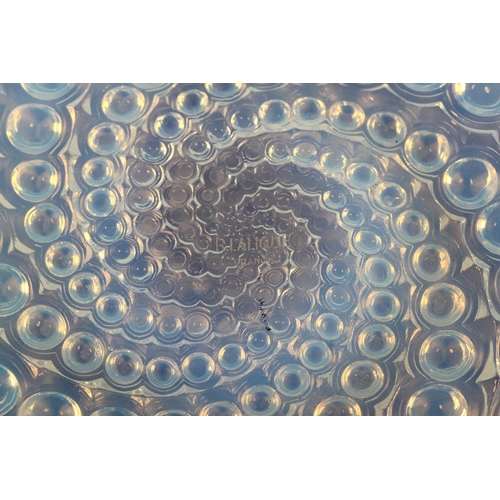 195 - A LALIQUE OPALESCENT GLASS PLATE of Volutes pattern, stencilled mark R LALIQUE, FRANCE, mark to cent... 