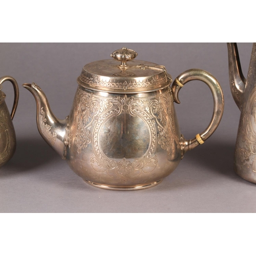 300 - A MID VICTORIAN SILVER TEA AND COFFEE SERVICE London 1868, Goldsmith's Alliance, London, of tapered ... 