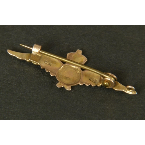 351 - A RAF SWEETHEART BROOCH in 9ct gold by Charles Horner c.1925 applied to the centre with rose gold RA... 