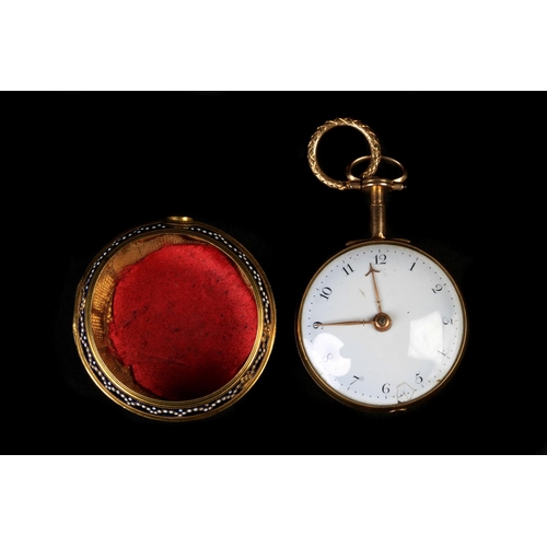 370 - A GEORGE III PAIR CASE VERGE POCKET WATCH by J Stedman Red Lion Street (Britton) in 22ct gold case N... 