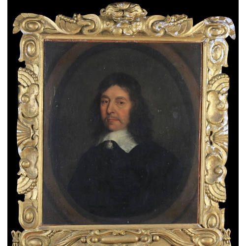 390 - MANNER OF ROBERT WALKER (1607-1658) Portrait of a gentleman, half length, in black with a white coll... 