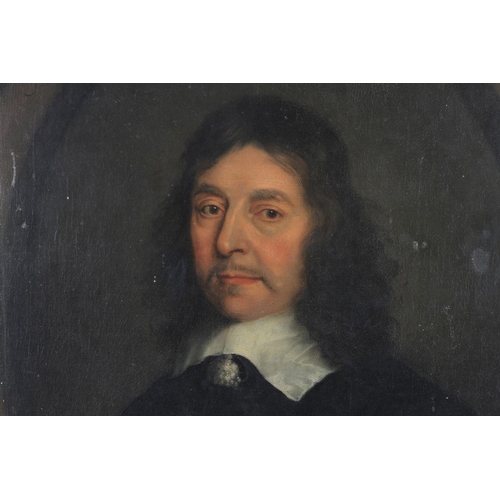 390 - MANNER OF ROBERT WALKER (1607-1658) Portrait of a gentleman, half length, in black with a white coll... 