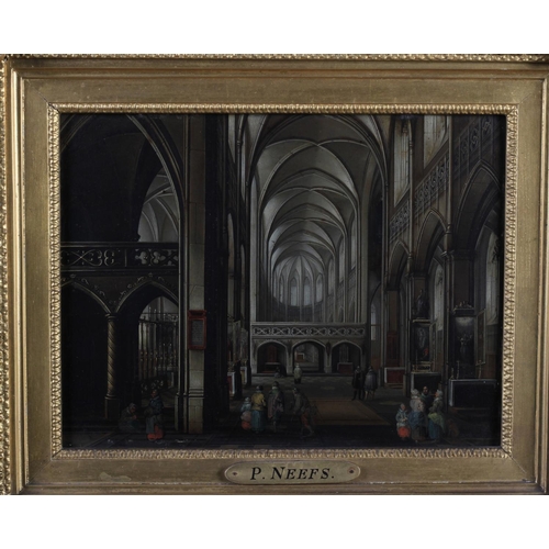 406 - PIETER NEEFS II (Dutch, 1620-1675)
Interior of the Great Church at Hoadem, oil on copper panel, unsi... 