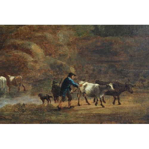 411 - BENJAMIN BARKER OF BATH (1776-1838) Landscape with river crossing, drovers and cattle, oil on canvas... 