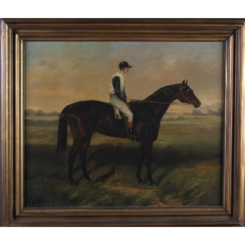 431 - ENGLISH SCHOOL (20th Century), St Simon with Fred Archer Up, racecourse and jockey in a landscape, o... 