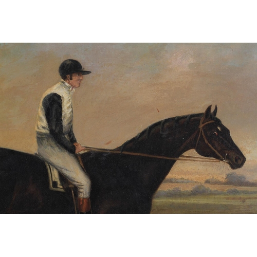 431 - ENGLISH SCHOOL (20th Century), St Simon with Fred Archer Up, racecourse and jockey in a landscape, o... 