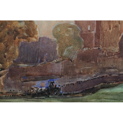 452 - ARR FRED LAWSON (1888-1968) Castle ruins on a hillside, watercolour, signed and dated 1910 to lower ... 