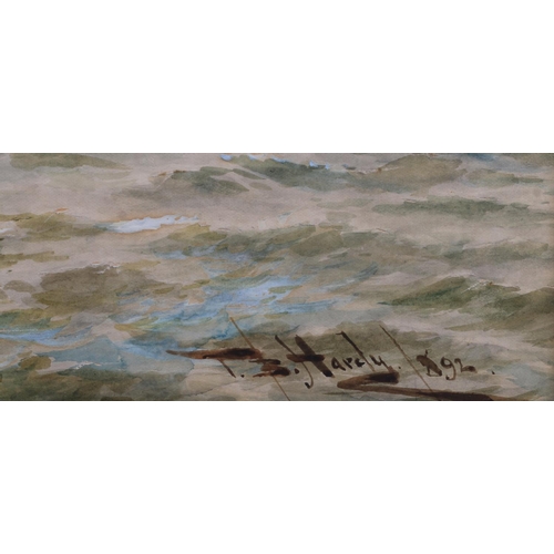 455 - THOMAS BUSH HARDY (1842-1897) Shipping in the Channel, watercolour heightened white, signed and date... 