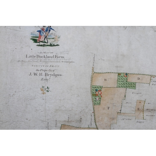 460 - AN EARLY 19TH CENTURY MAP of Little Buckland Farm Estate, County of Kent, hand tinted, with vignette... 